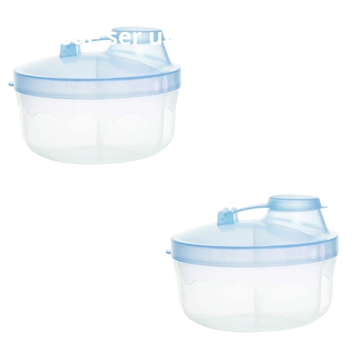 Kit 2 Porta Leite em Pó para Bebê e Alimentos - 3 Compartimentos 50ml Cada (Azul Bebê)