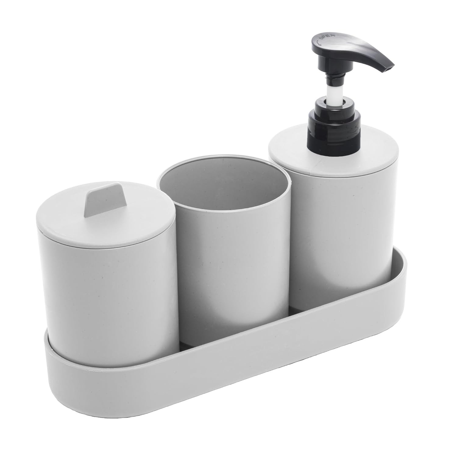 Conjunto 4 Peças Banheiro em Bambu e PP Off-White | Organize com Estilo e Sustentabilidade