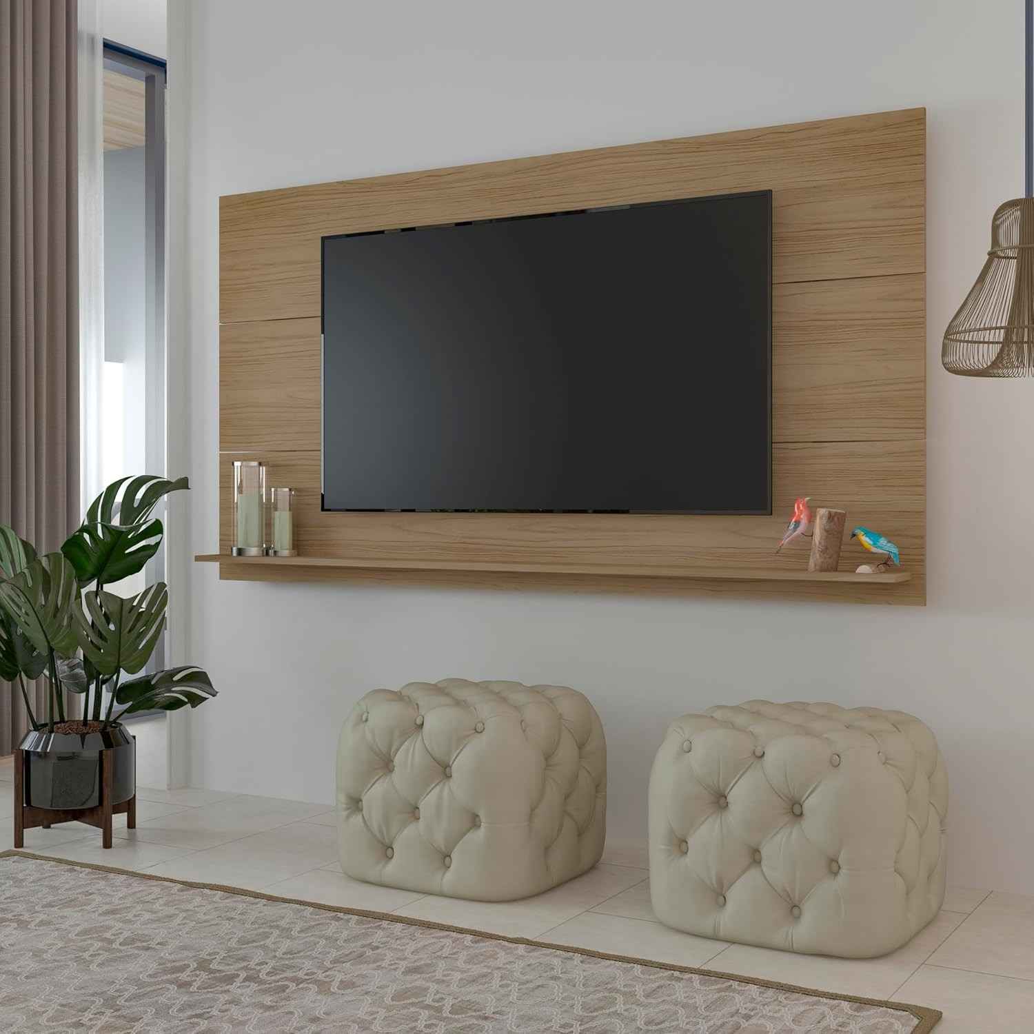 Painel com Suporte para TV até 60" SLIM em Carvalho - Design Moderno e Organização Inteligente