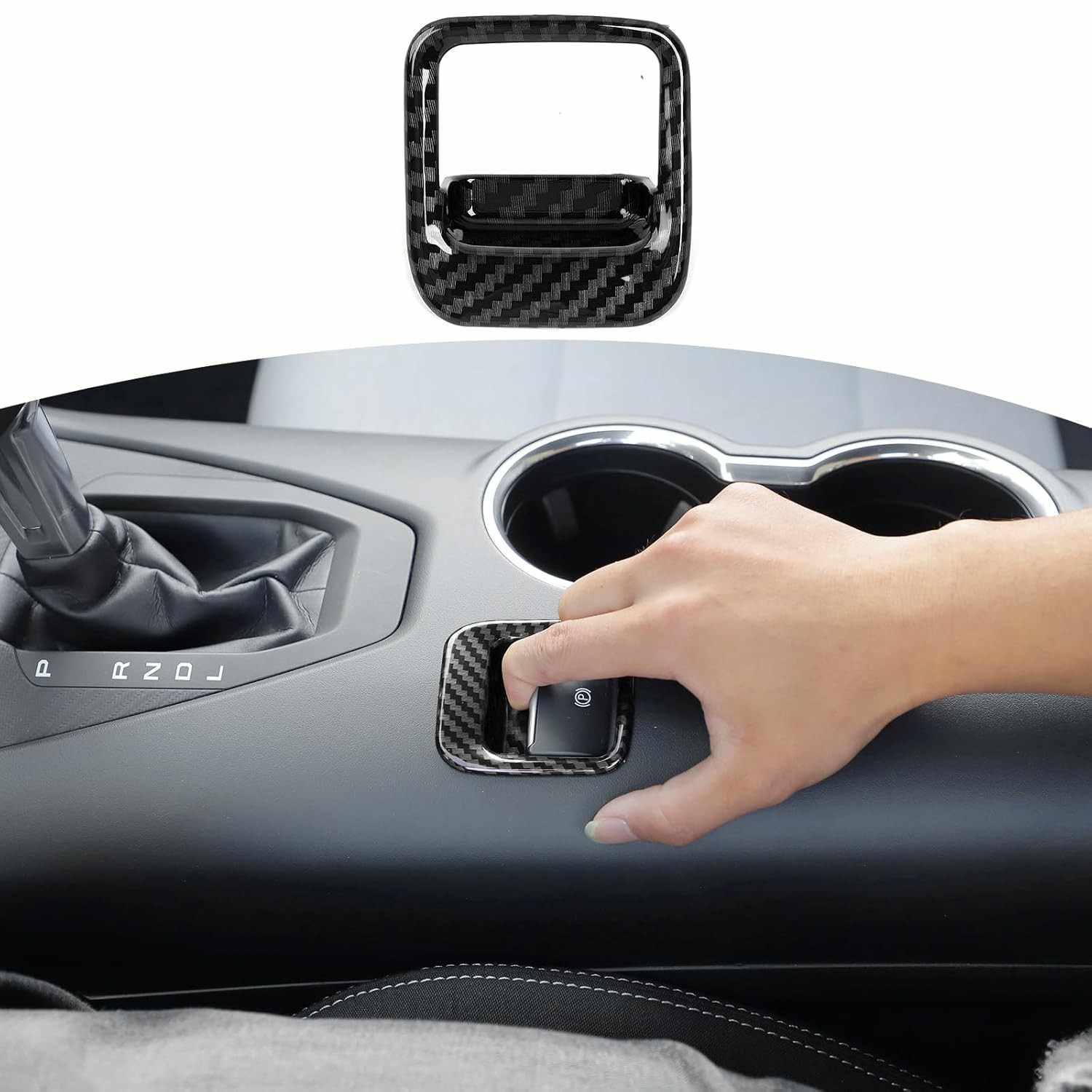 Capa de Freio de Estacionamento Elétrico Mustang 2024+ em Fibra de Carbono Preta - Acessório Premium