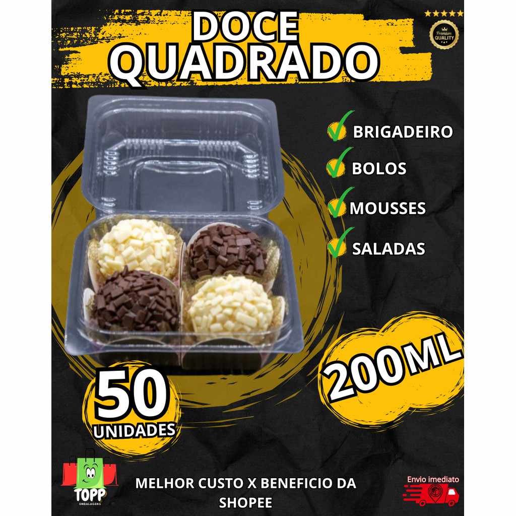 Embalagem Quadrada 200ml para Doces: Prática e Elegante