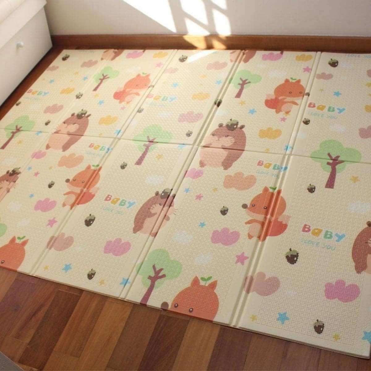 Tapete Infantil Tatame Emborrachado Dobrável Macio Castor - Bege | Segurança e Conforto para Brincadeiras