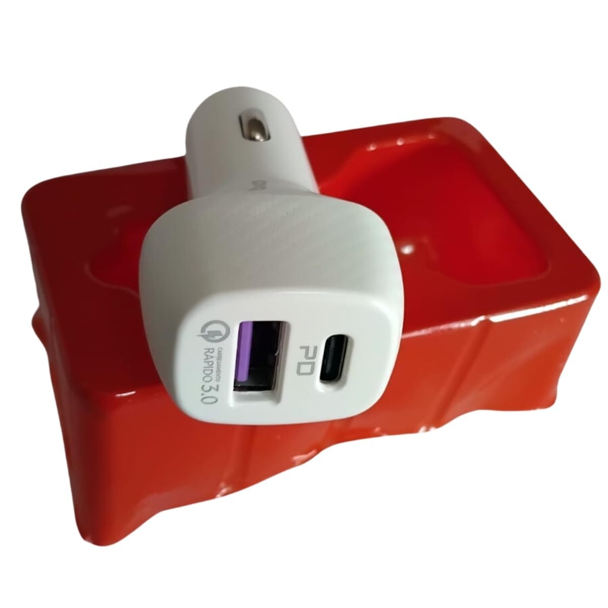 Carregador Veicular Turbo Power 2 USB: Energia Rápida para Seu Celular no Carro (Branco)