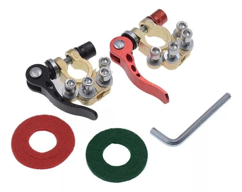Kit 2 Terminais Engate Rápido Bateria Veicular Dourado - Conexão Segura e Desconexão Fácil
