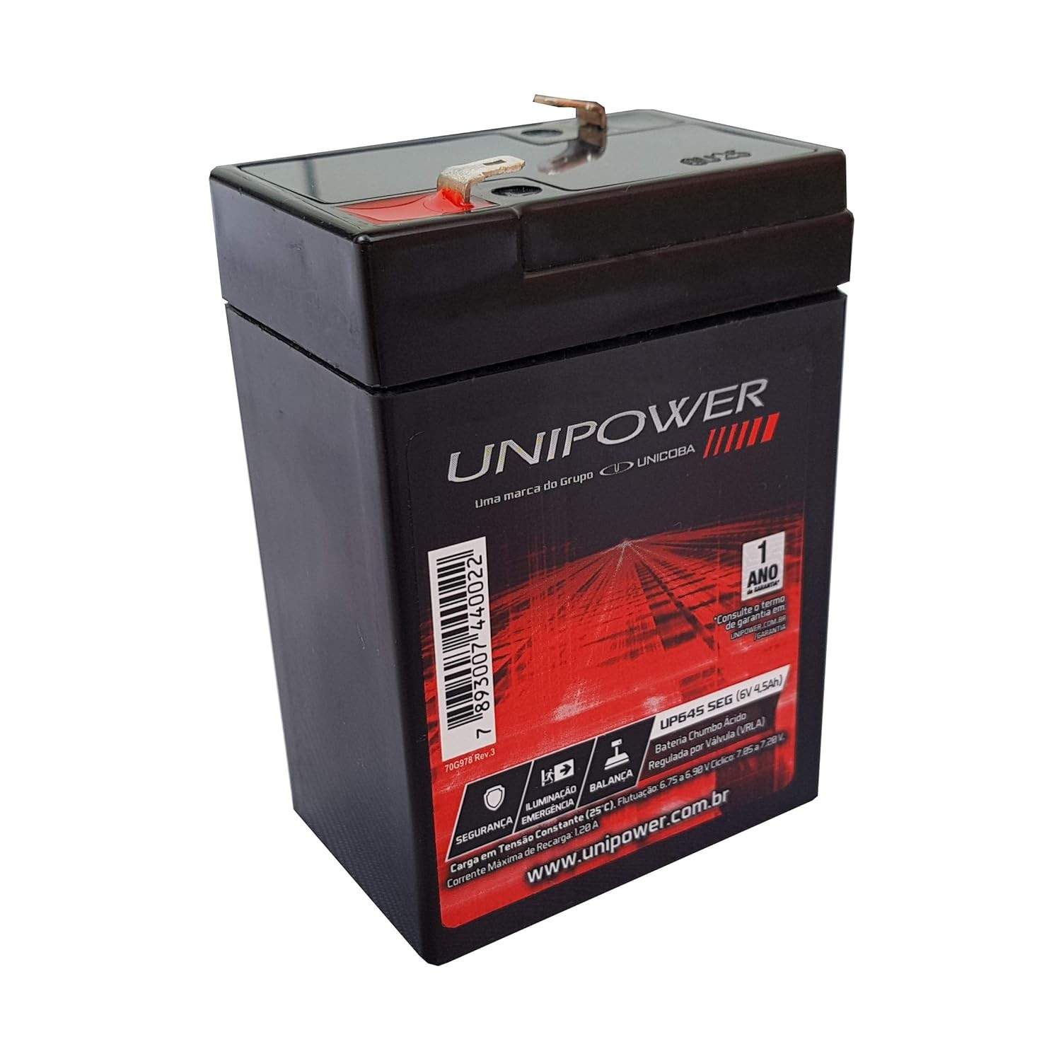 Bateria Unipower UP645SEG 6V 4.5AH: Energia Confiável para Seus Equipamentos