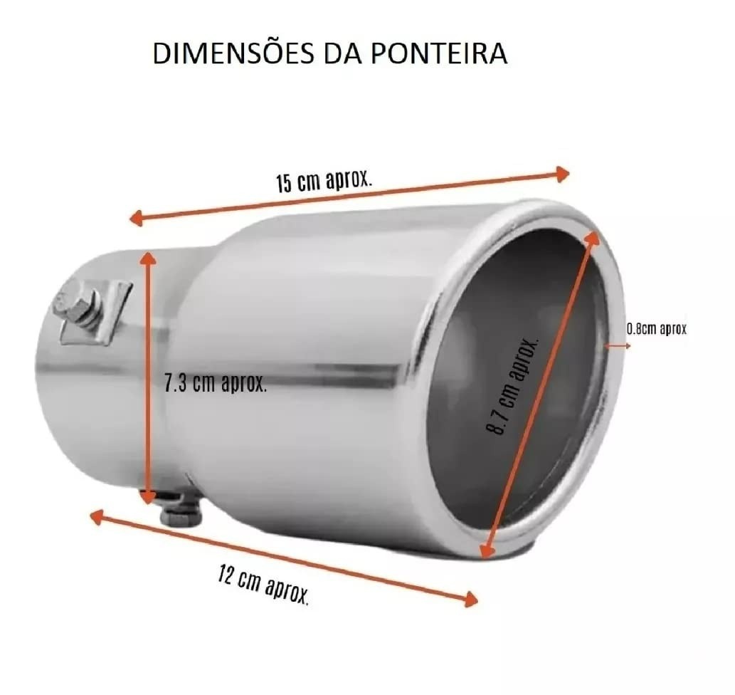 Ponteira Escapamento Esportivo Universal Cromada - Design Moderno e Som Esportivo
