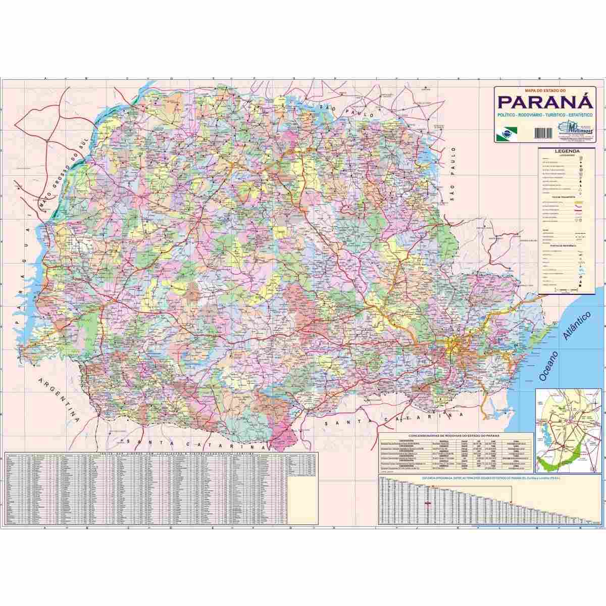 Mapa Escolar do Paraná Completo - Multicor e Detalhado | Multimapas