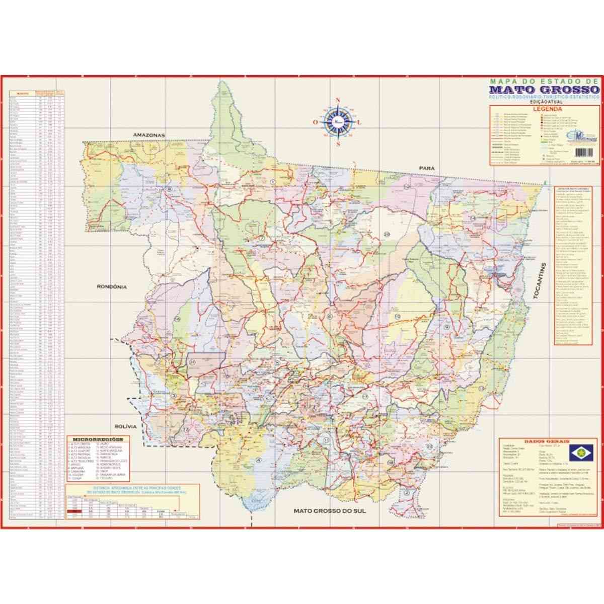 Mapa Escolar Multimapas 245: Mato Grosso Completo e Detalhado