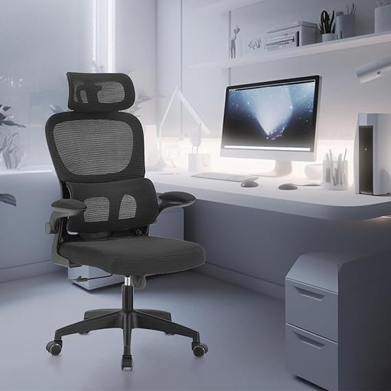 Cadeira de Escritório Premium com Ajuste Lombar e Apoio de Cabeça Ajustável - Conforto Ergonômico para Home Office