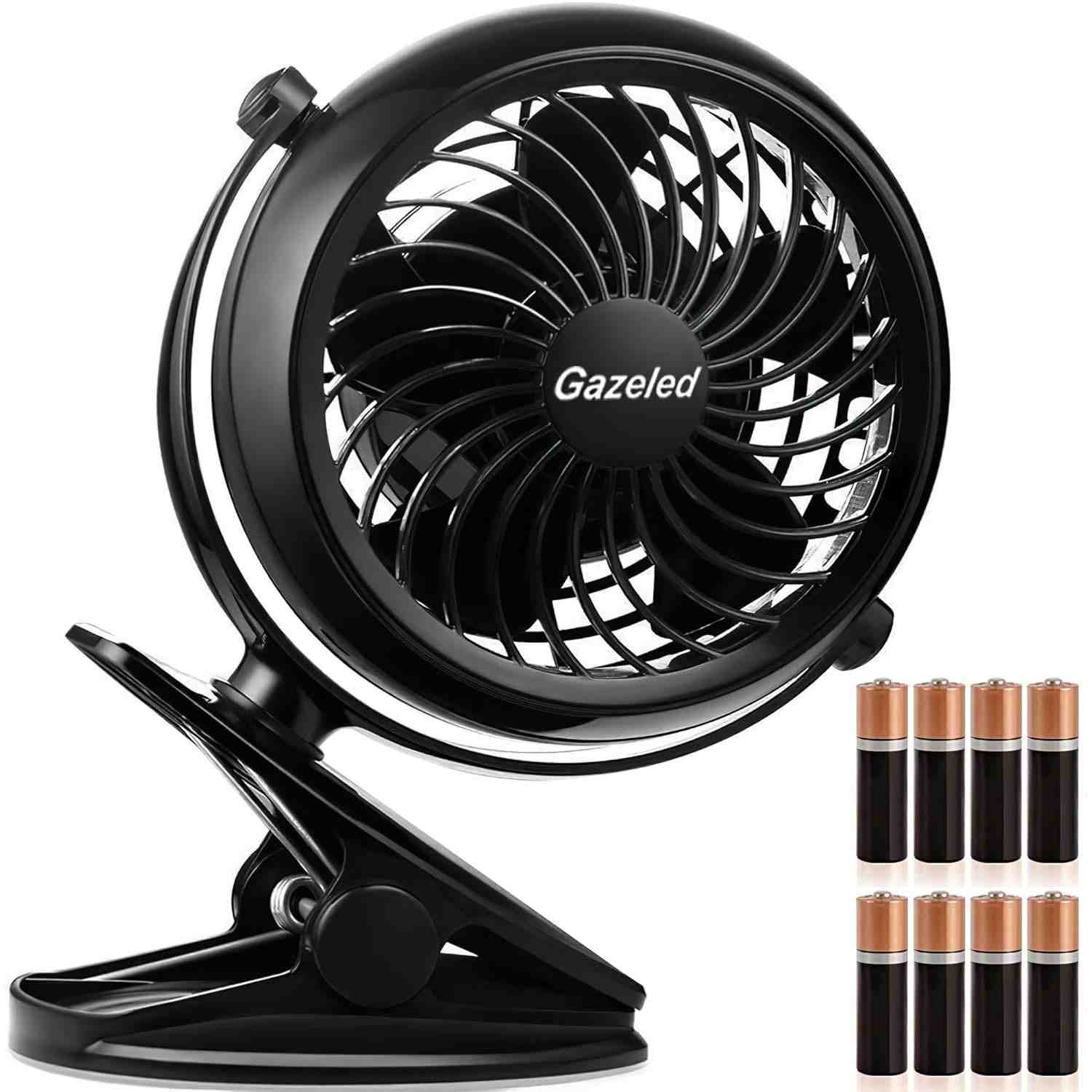 Ventilador Portátil Gazeled com Rotação 360°, USB ou Bateria, Ideal para Casa, Escritório e Acampamento