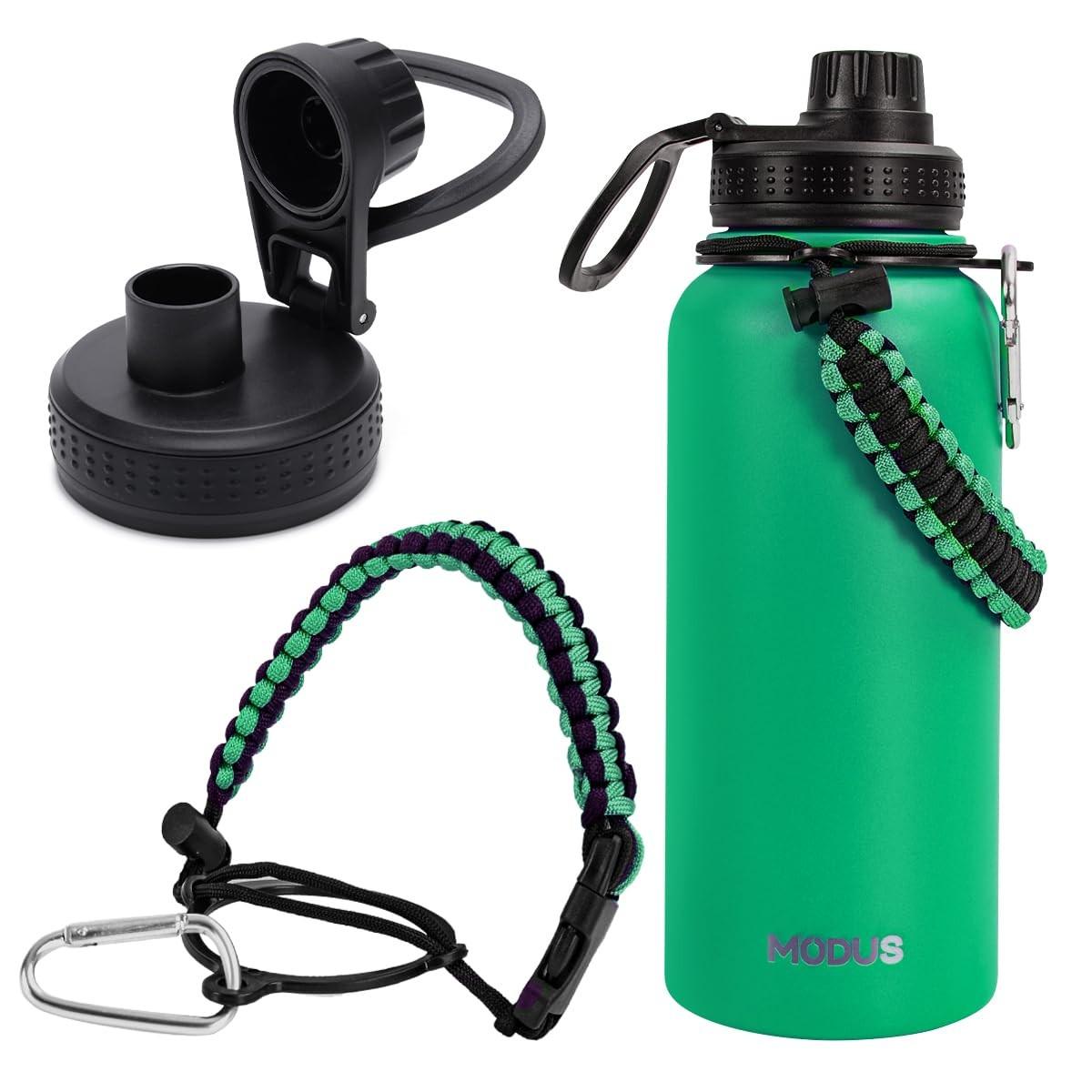 Garrafa Térmica 1000ml Aço Inox - Isolamento Quente e Frio com Alça (Verde Escuro)