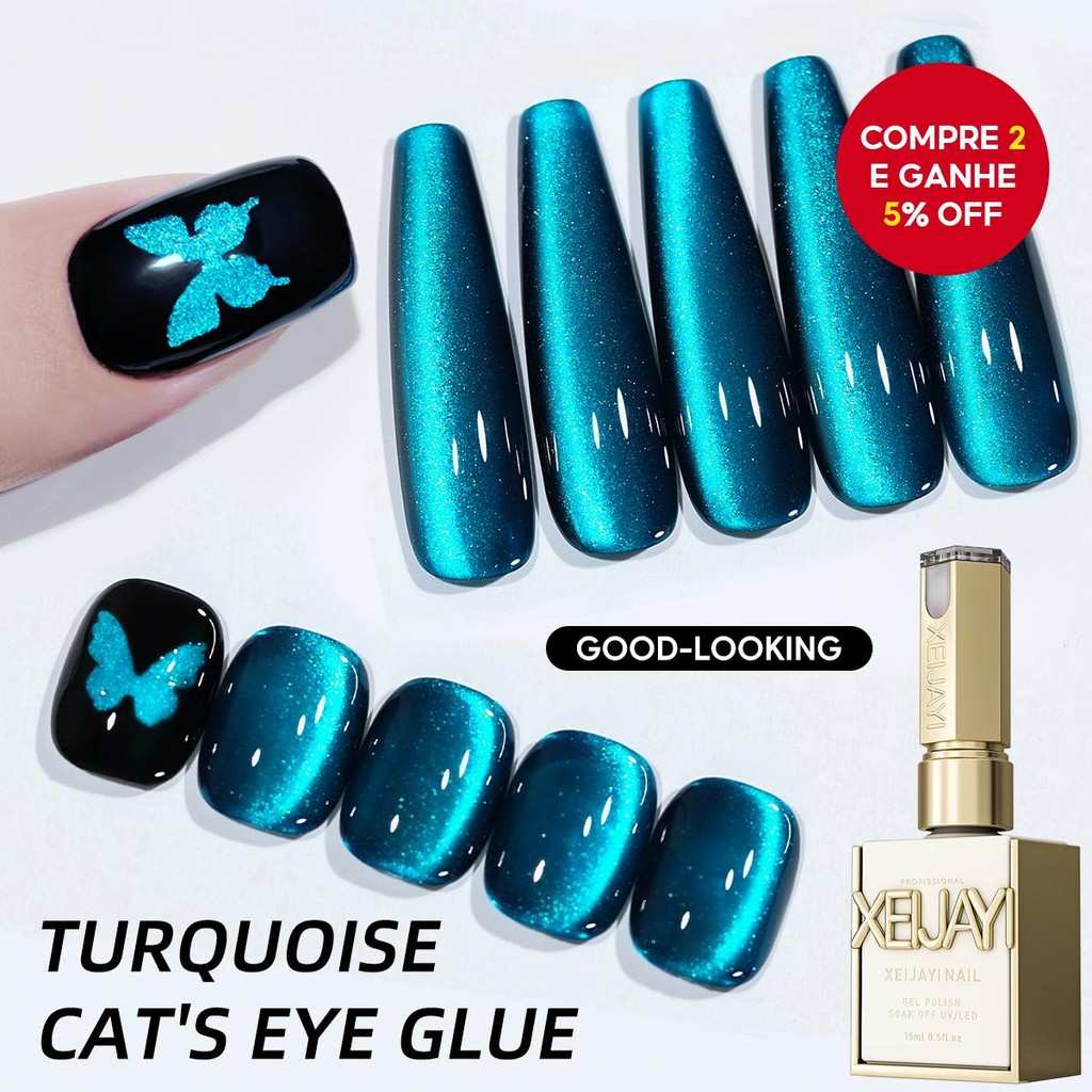Esmalte Gel Azul Cat Eye: Unhas Incríveis DIY!