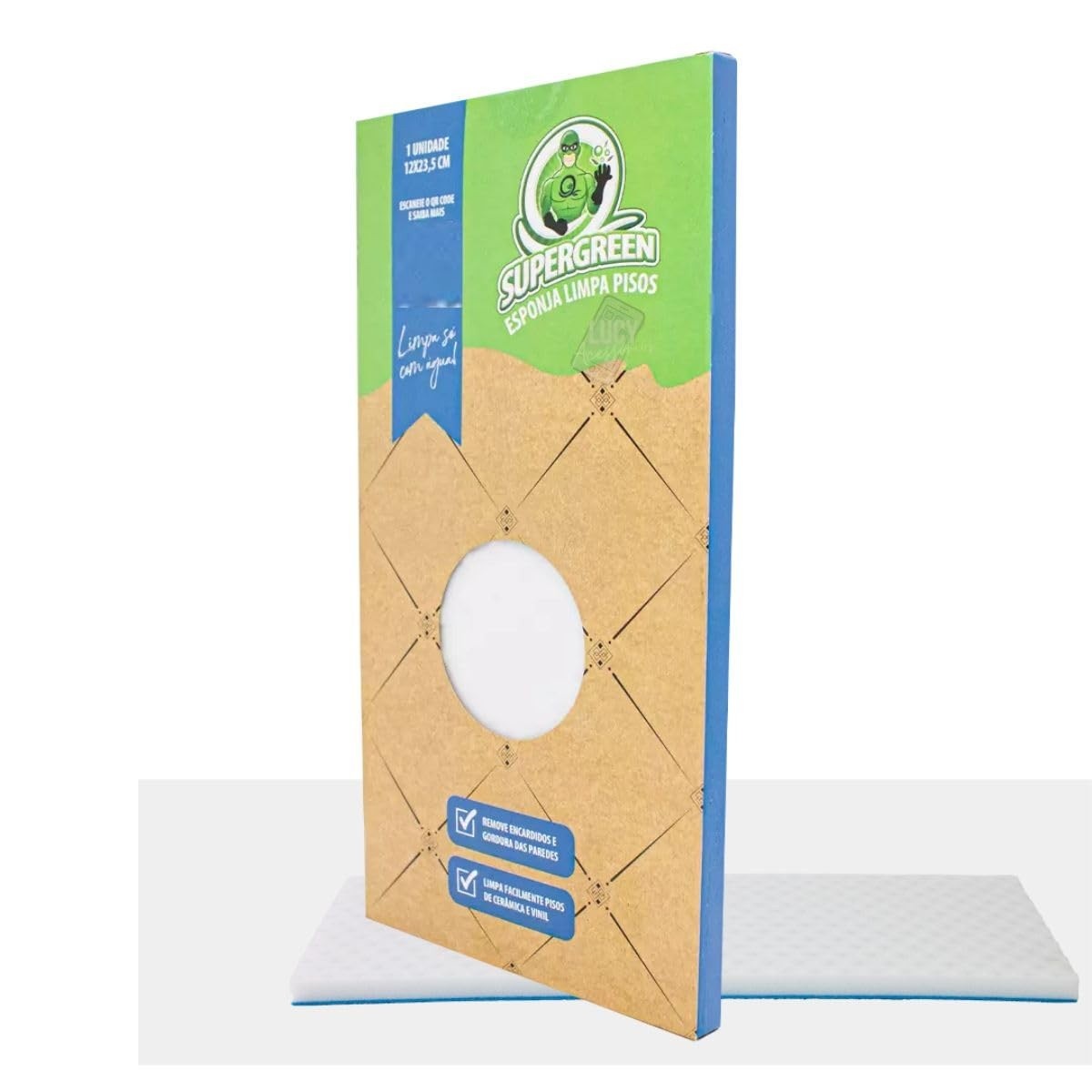 Esponja Mágica Akora Supergreen - Limpeza Profunda para Pisos, Paredes e Vidros