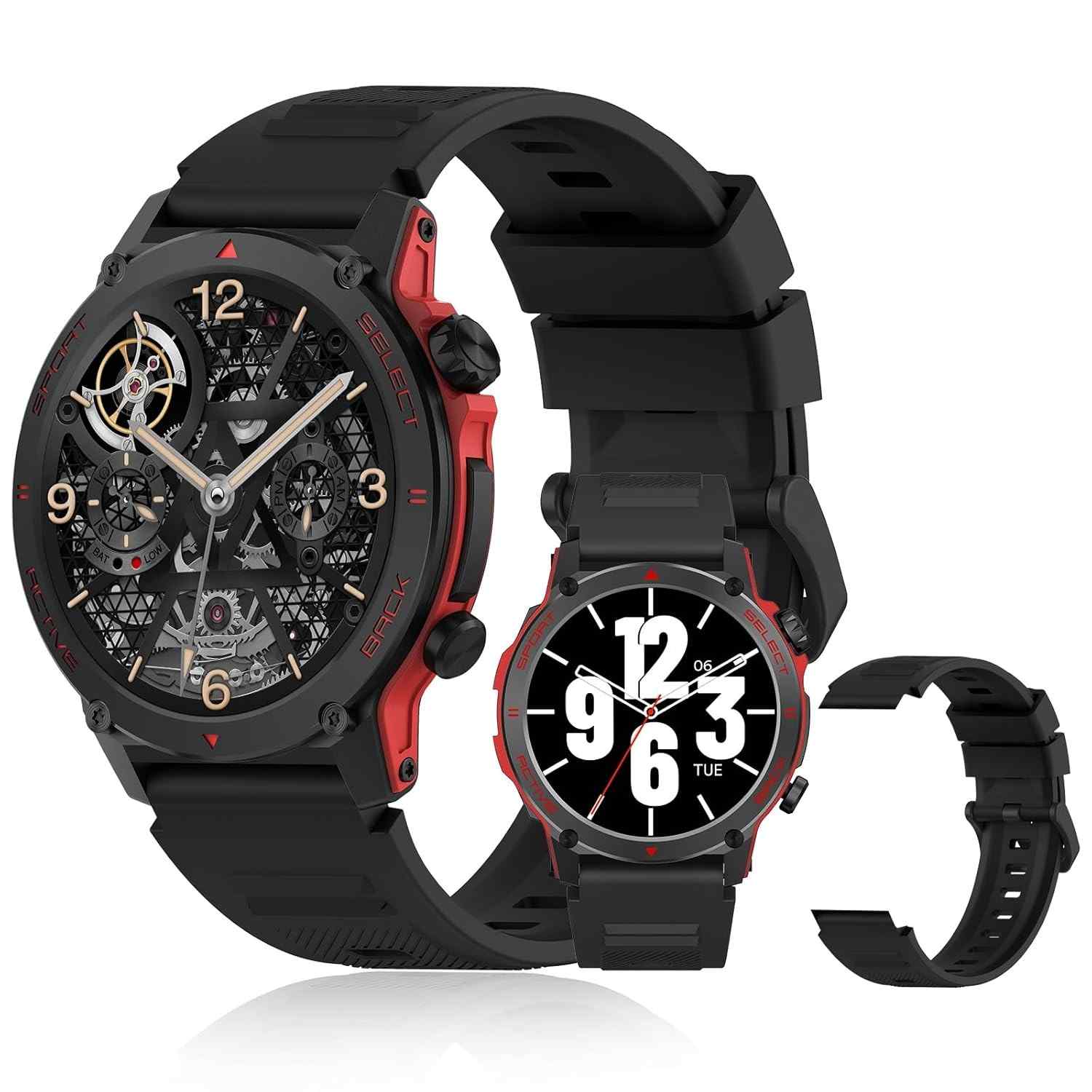 PEJE Relógio Smartwatch AMOLED 1.43" - Chamadas, Notificações, IP68, 123+ Esportes, IA (Preto)