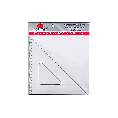 Esquadro de Poliestireno 26cm 45° Acrimet 542 – Alta Precisão