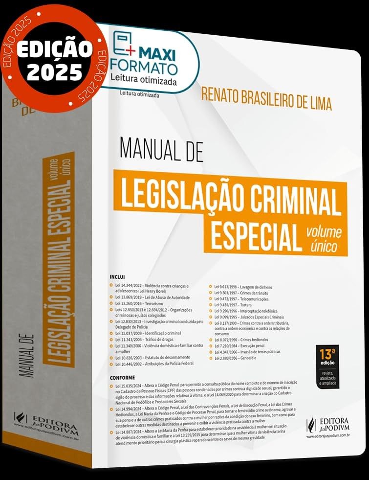 Manual Legislação Criminal Especial 13ª Edição (2025) - Atualizado e Essencial