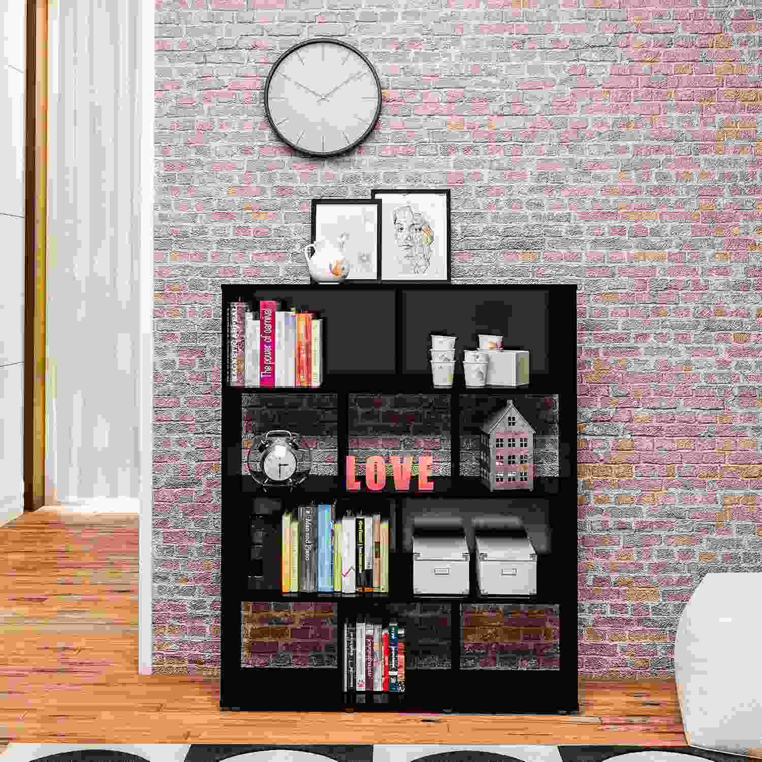 Estante Organizadora com 10 Nichos BOOK em Preto - Design Moderno e Versátil para Qualquer Ambiente