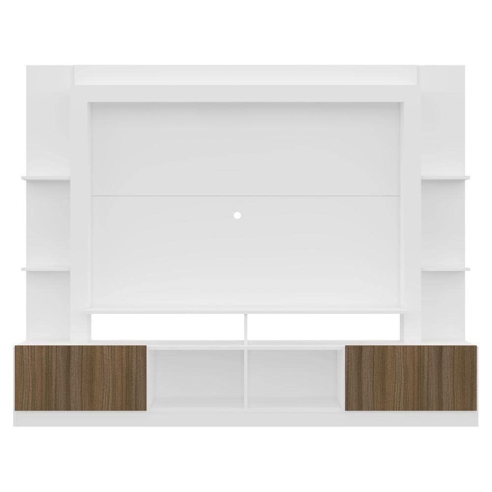 Rack Estante com Painel para TV 65" Oslo Multimóveis | Design Moderno em Branco e Madeirado