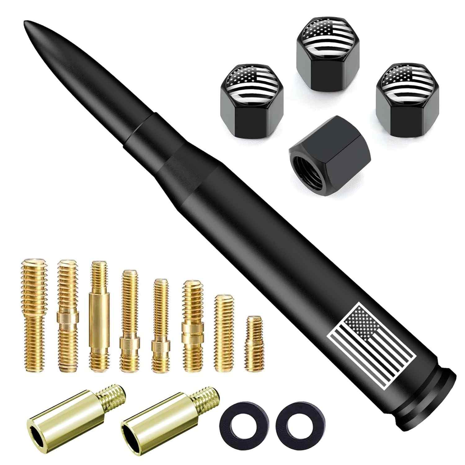 Antena Bullet 50 Cal para Ford, Dodge Ram, Chevy, GMC: Sinal Perfeito e Estilo Inigualável