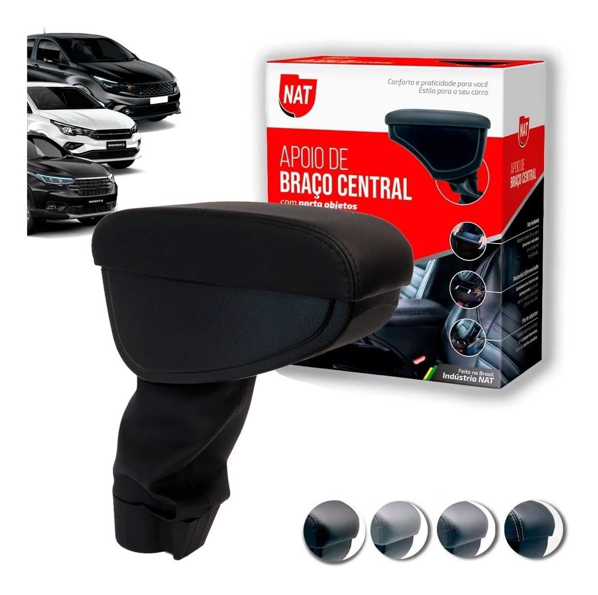 Apoio de Braço Couro Sintético Preto para Fiat Argo 2017-2019: Conforto e Estilo