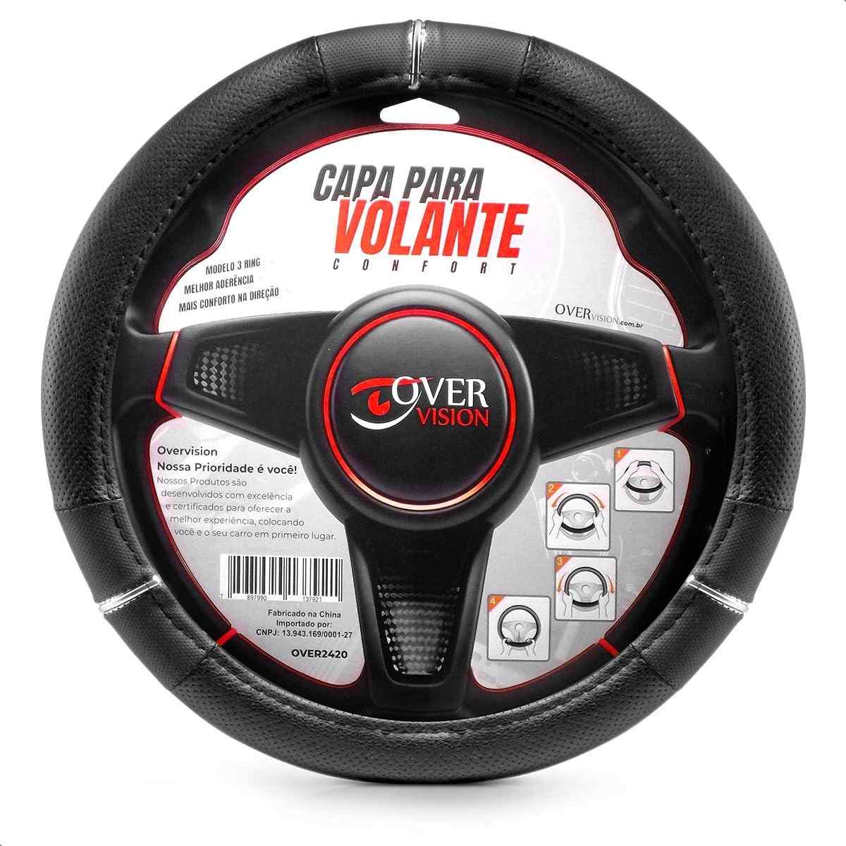 Capa de Volante 3 Anéis em Couro Sintético: Conforto e Estilo Universal para Seu Carro