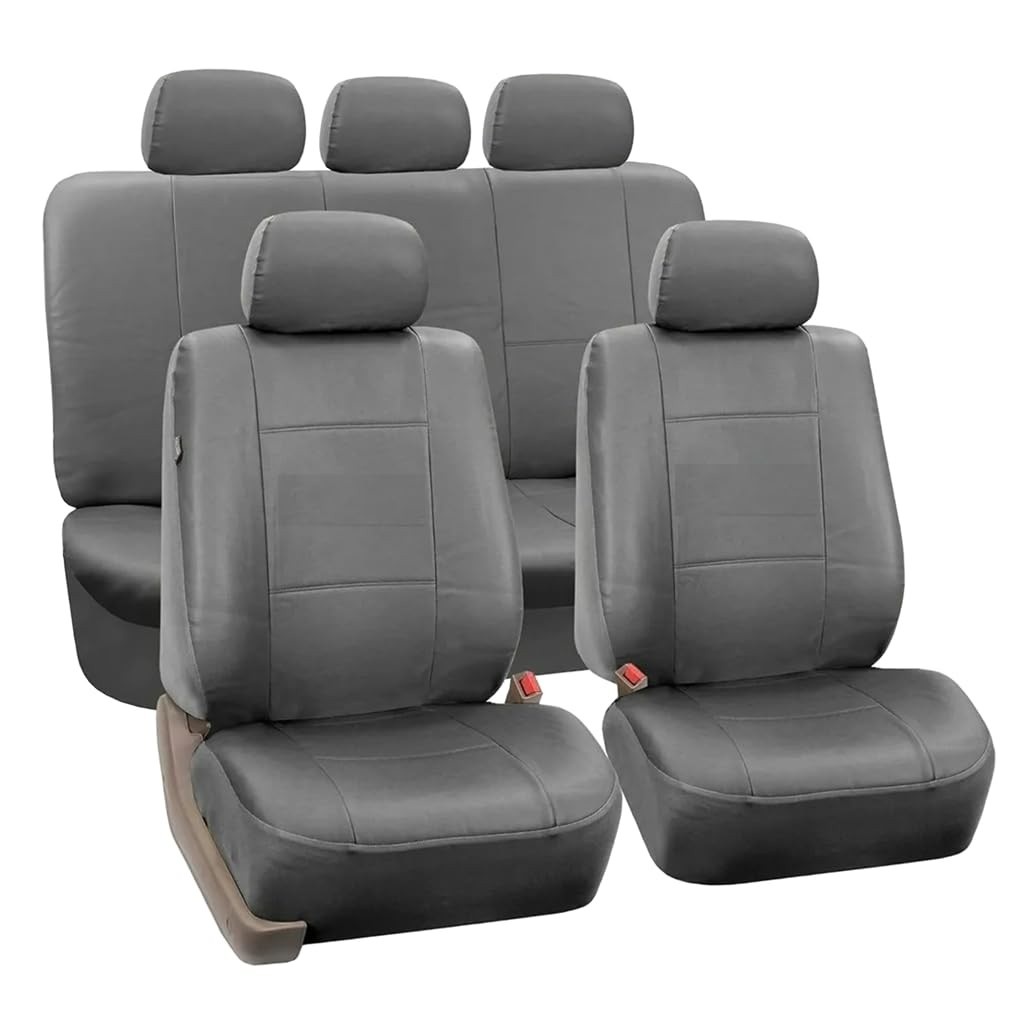 Jogo de Capas de Banco Automotivo Universal em Couro Cinza - Proteção e Estilo para Seu Carro