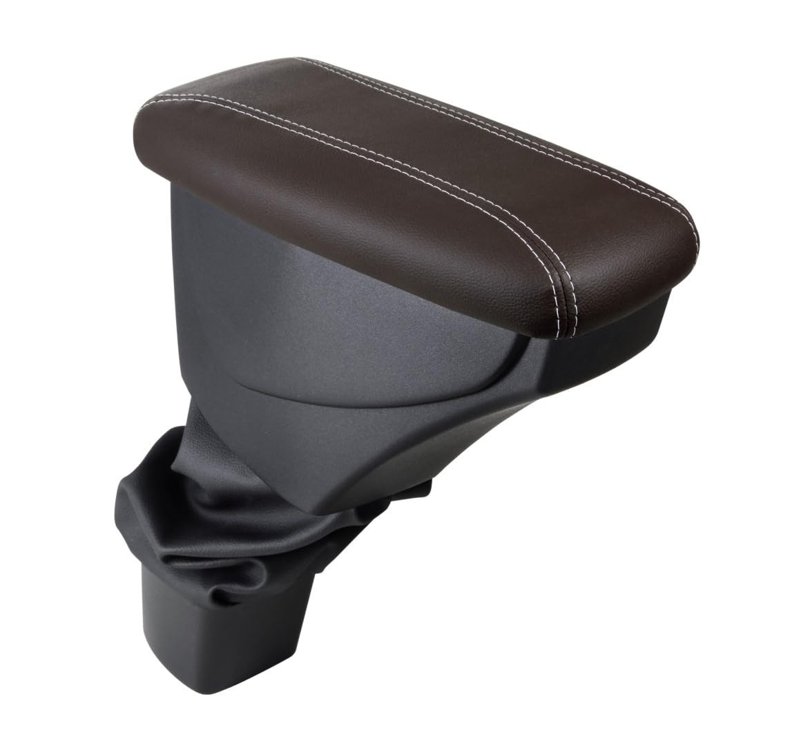 Apoio de Braço Courvin Marrom com Costura Branca para Chevrolet Cobalt - Conforto e Estilo Premium