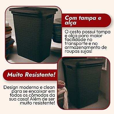 Cesto de Roupa Suja 45L: Organização com Estilo