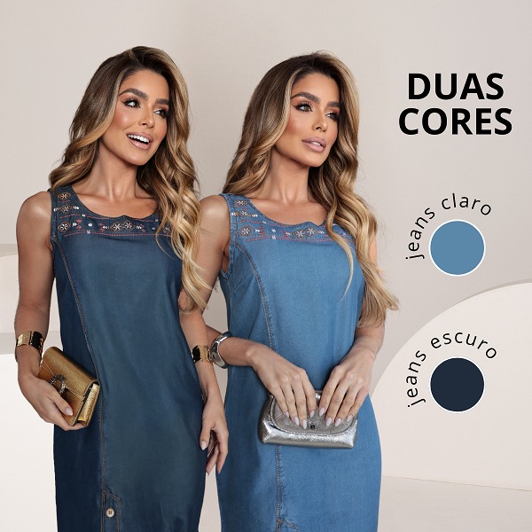 Vestido Jeans Tencel Bordado: Conforto & Estilo ✨
