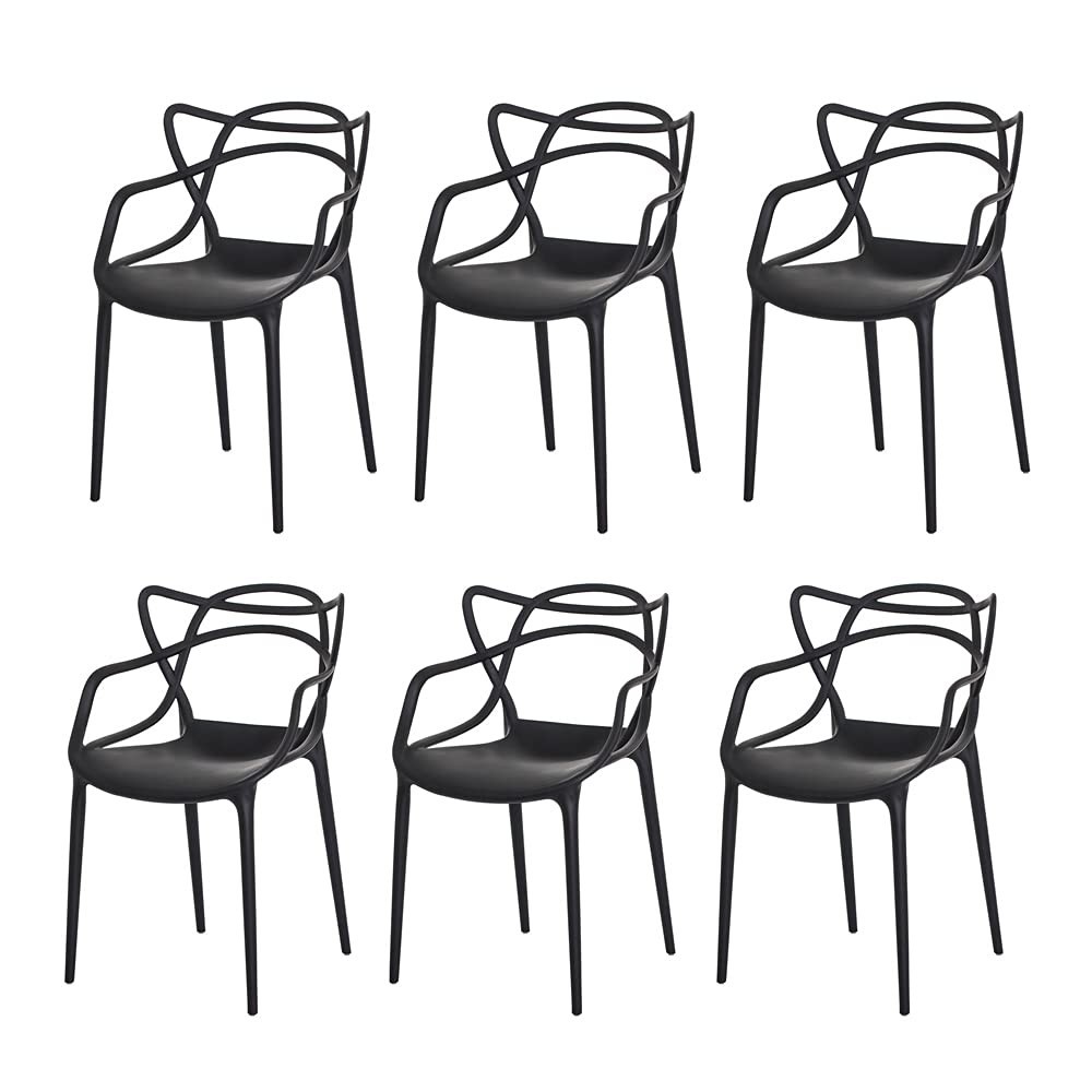 Kit com 6 Cadeiras Allegra Pretas - Estilo Moderno para Sala e Cozinha