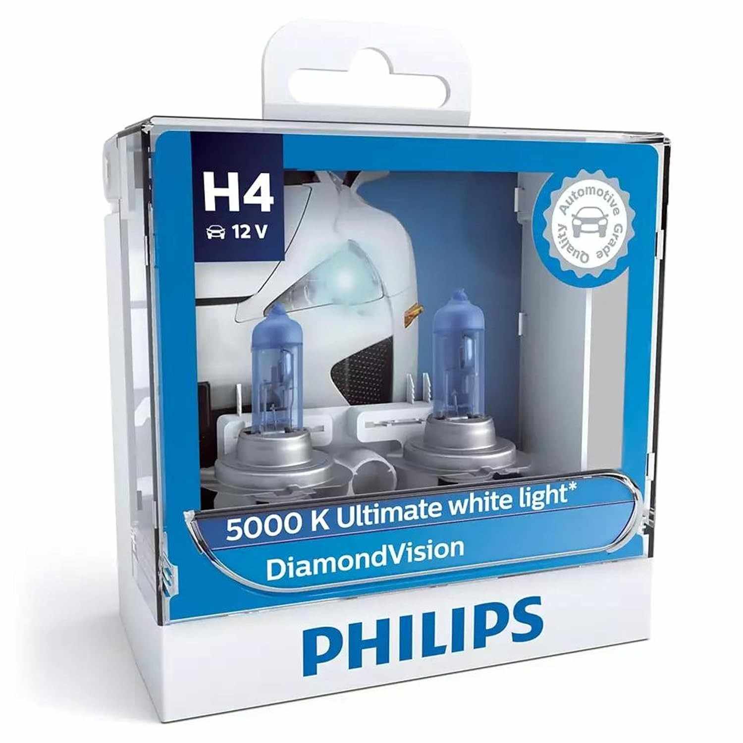 Philips Diamond Vision H4: Iluminação Branca 5000K para Estilo e Visibilidade