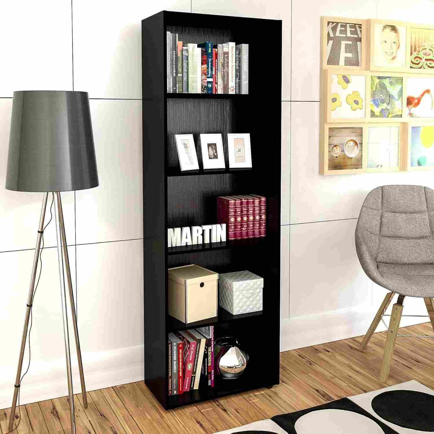 Estante Livreiro com 5 Nichos MULTY Preto - Organize com Estilo e Funcionalidade