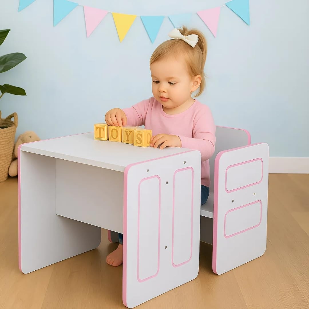 Conjunto Mesa e Cadeira Infantil Montessoriano Cubo - Estimule Aprendizagem e Criatividade