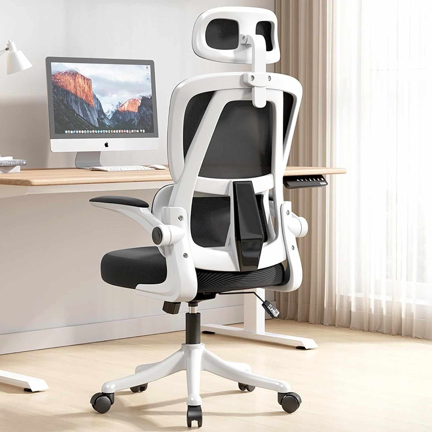 EKROTOK Cadeira Ergonômica com Almofada de Látex, Apoio Lombar e Encosto Alto para Trabalho e Estudo