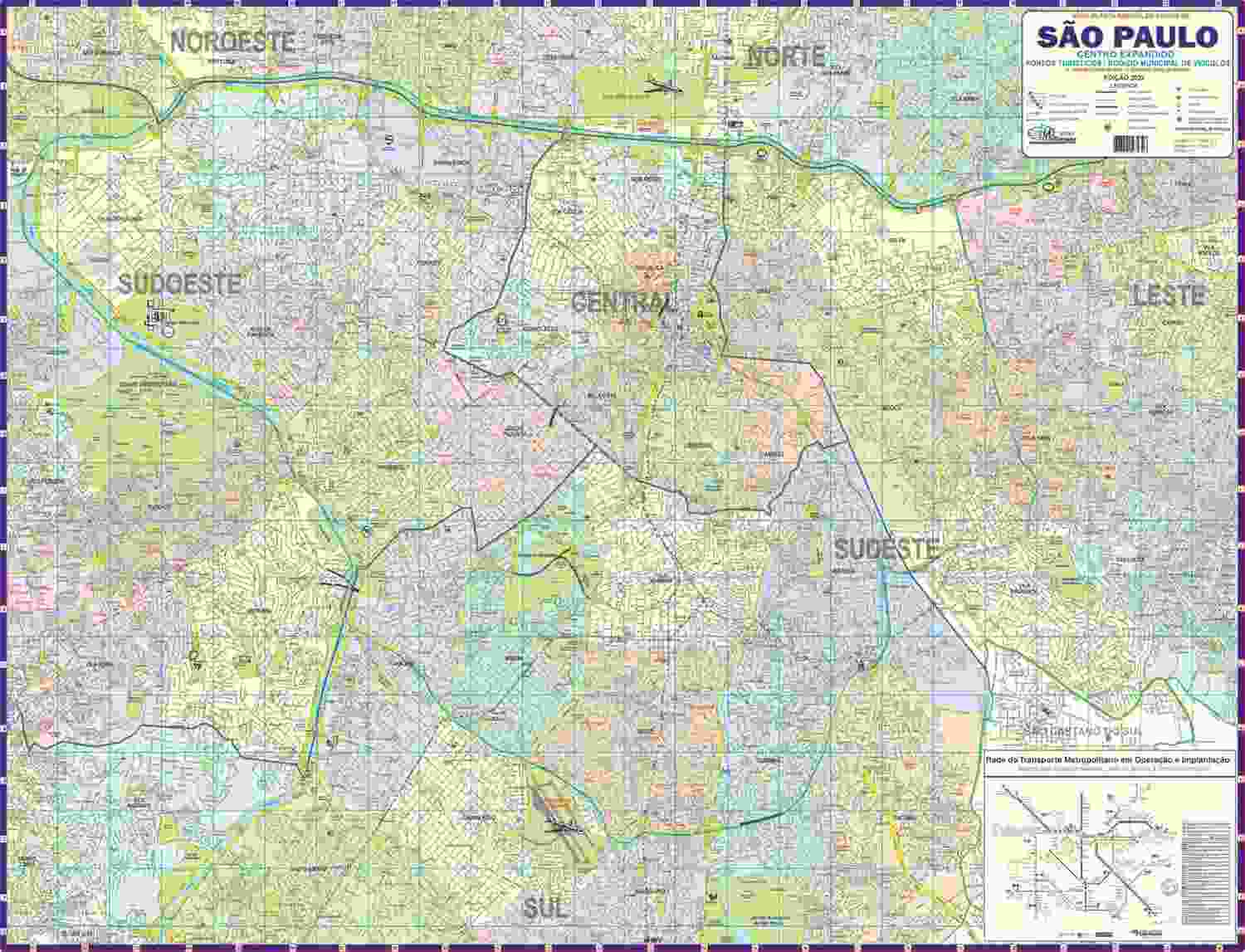 Mapa São Paulo Centro Expandido 120x90cm Dobrado: Seu Guia Essencial da Metrópole