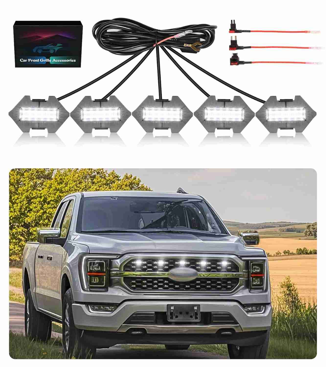Luzes de Grade LED Brancas para Ford F150 King Ranch/Platinum 2021-2023: Ilumine Sua Aventura!