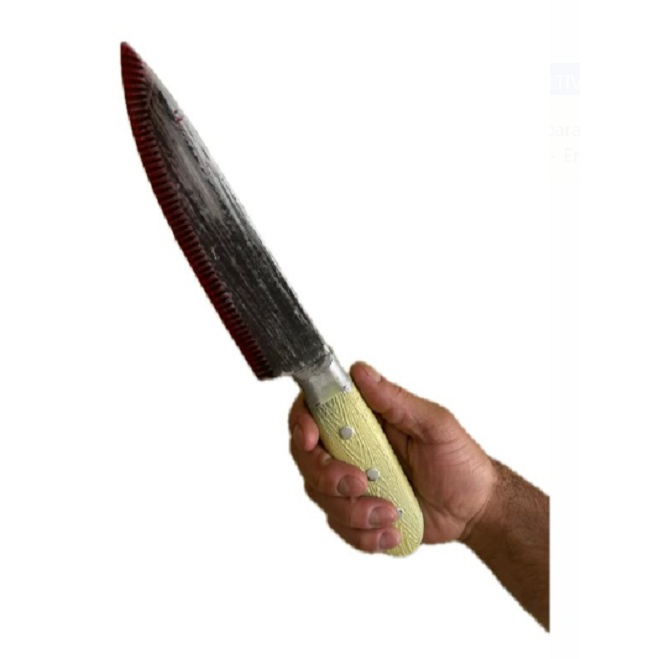 Faca de Plástico com Sangue 32cm para Fantasia de Terror Halloween