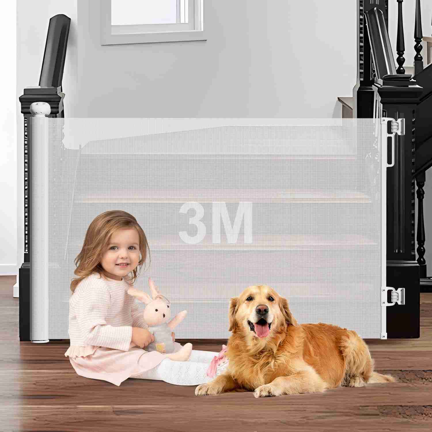 Portão Grade Retrátil 3M para Bebês e Pets - Segurança Inteligente com Instalação Fácil