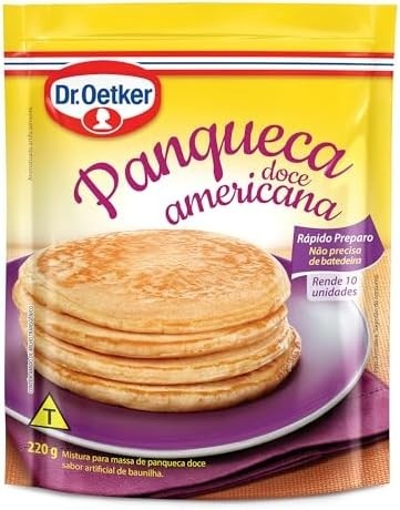 Dr. Oetker Panqueca Americana Doce, Sabor Baunilha, Fácil Preparo, Mistura Pronta para Massa, Rende 10 Deliciosas Unidades Para o Seu Café da Manhã ou Lanche, 220g