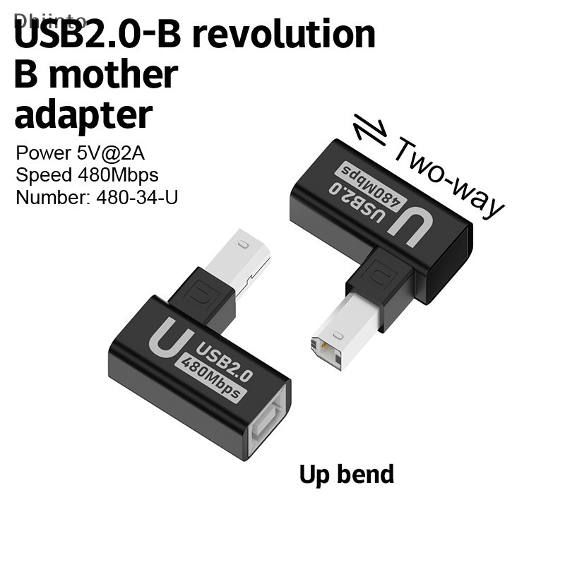 Adaptador USB-B 2.0 90° para Impressoras e Dispositivos – Conexão Estável e Fácil