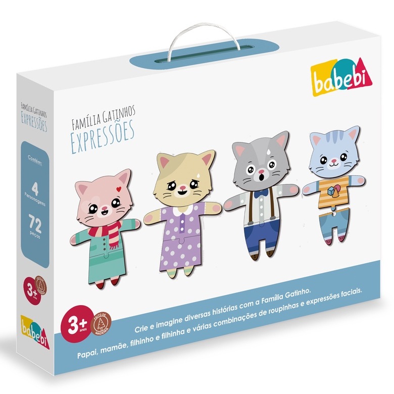 Família Gatinhos Expressões: Diversão em Madeira!