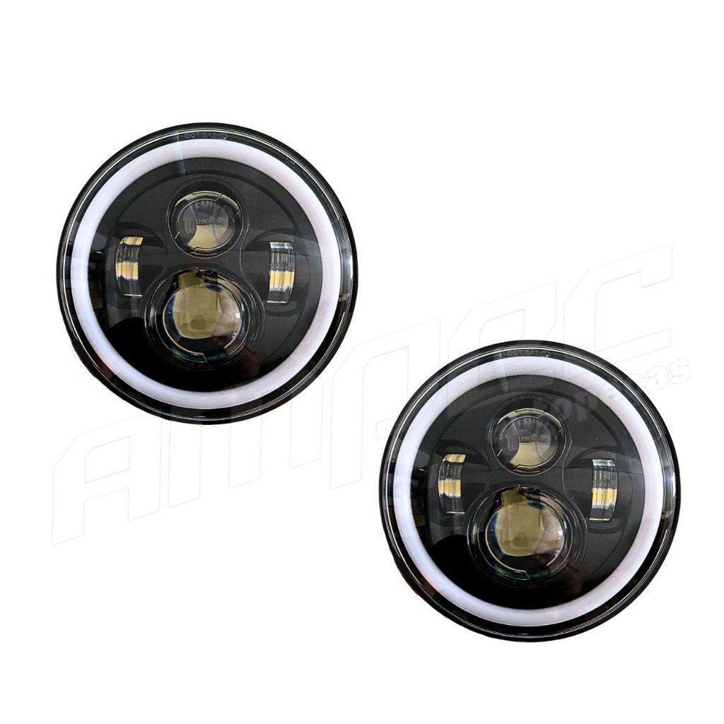 Farol Angel Eyes LED 7" - Jeep, Troller e Mais!
