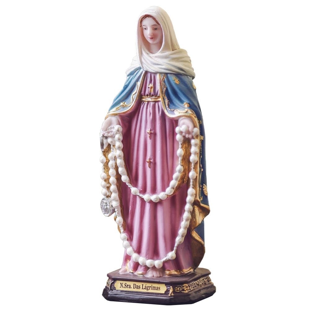 Sacro Imagem Nossa Senhora das Lágrimas 20cm em Resina Importada - Decoração e Fé