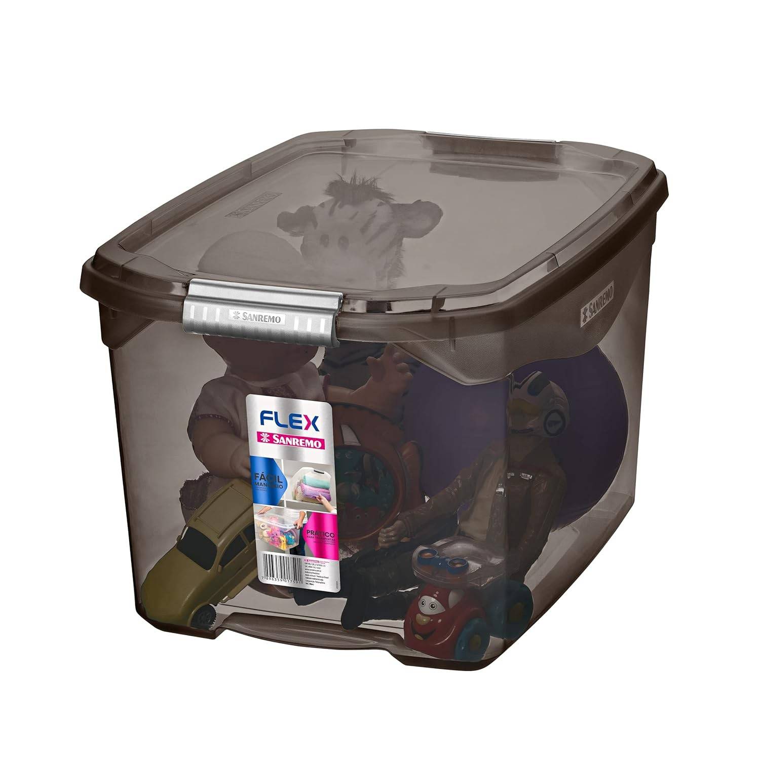Sanremo Caixa Organizadora 29L Transparente com Fechamento Seguro - Linha Flex