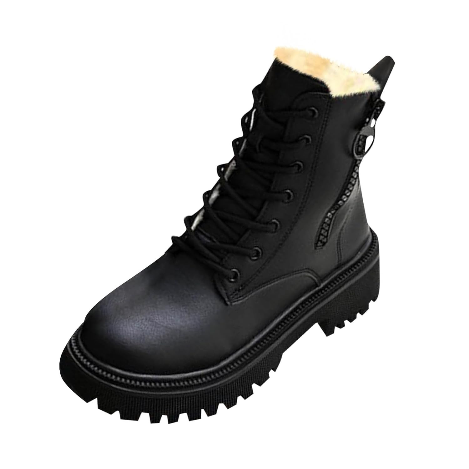 Botas femininas de motocicleta com sola grossa, cano médio, salto grosso, para conforto no outono e inverno, Preto, 36