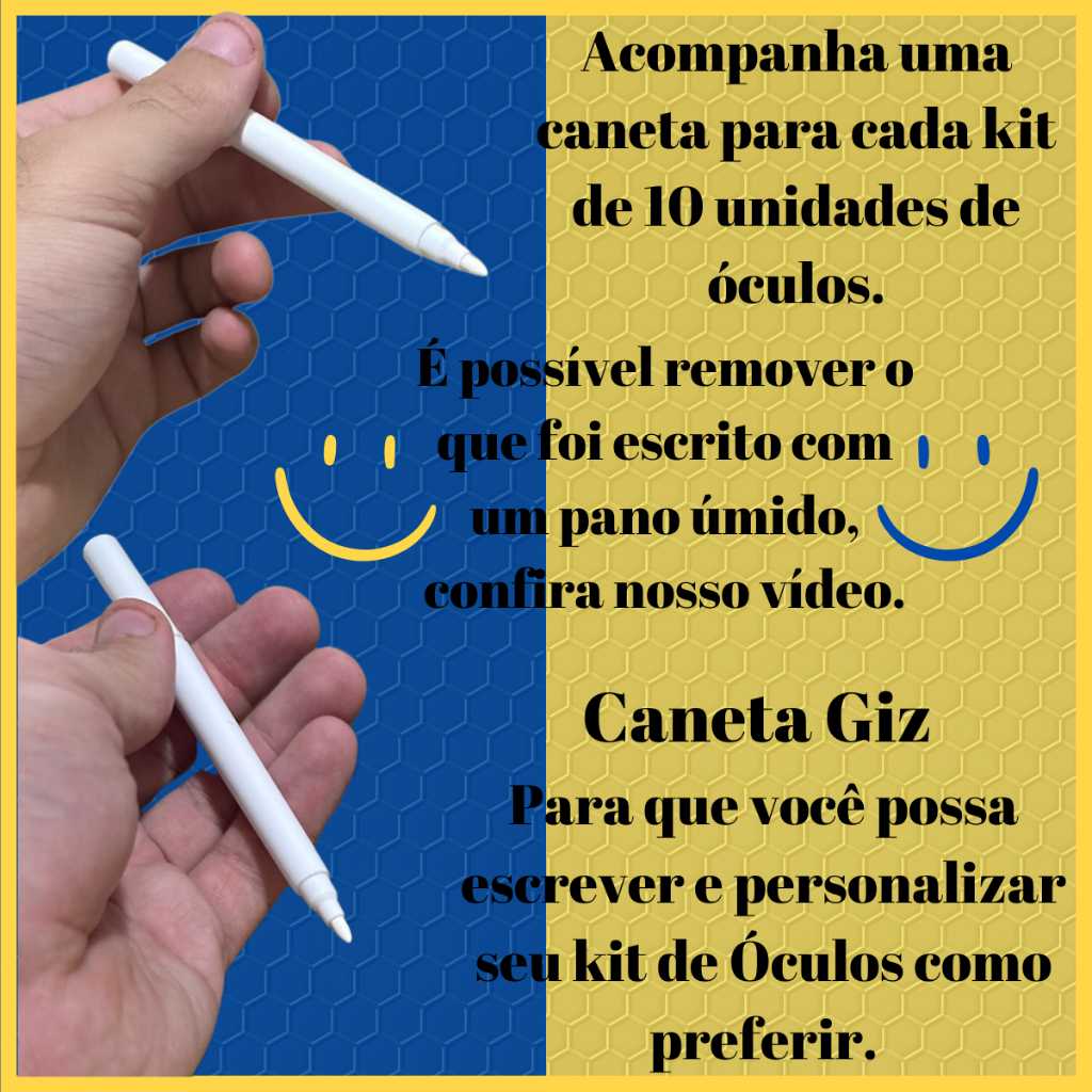 Kit 10 Óculos Vintage Preto + Caneta Giz Mágica para Festa