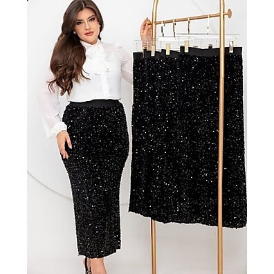 Saia de Veludo com Paetês: Estilo para Festas!