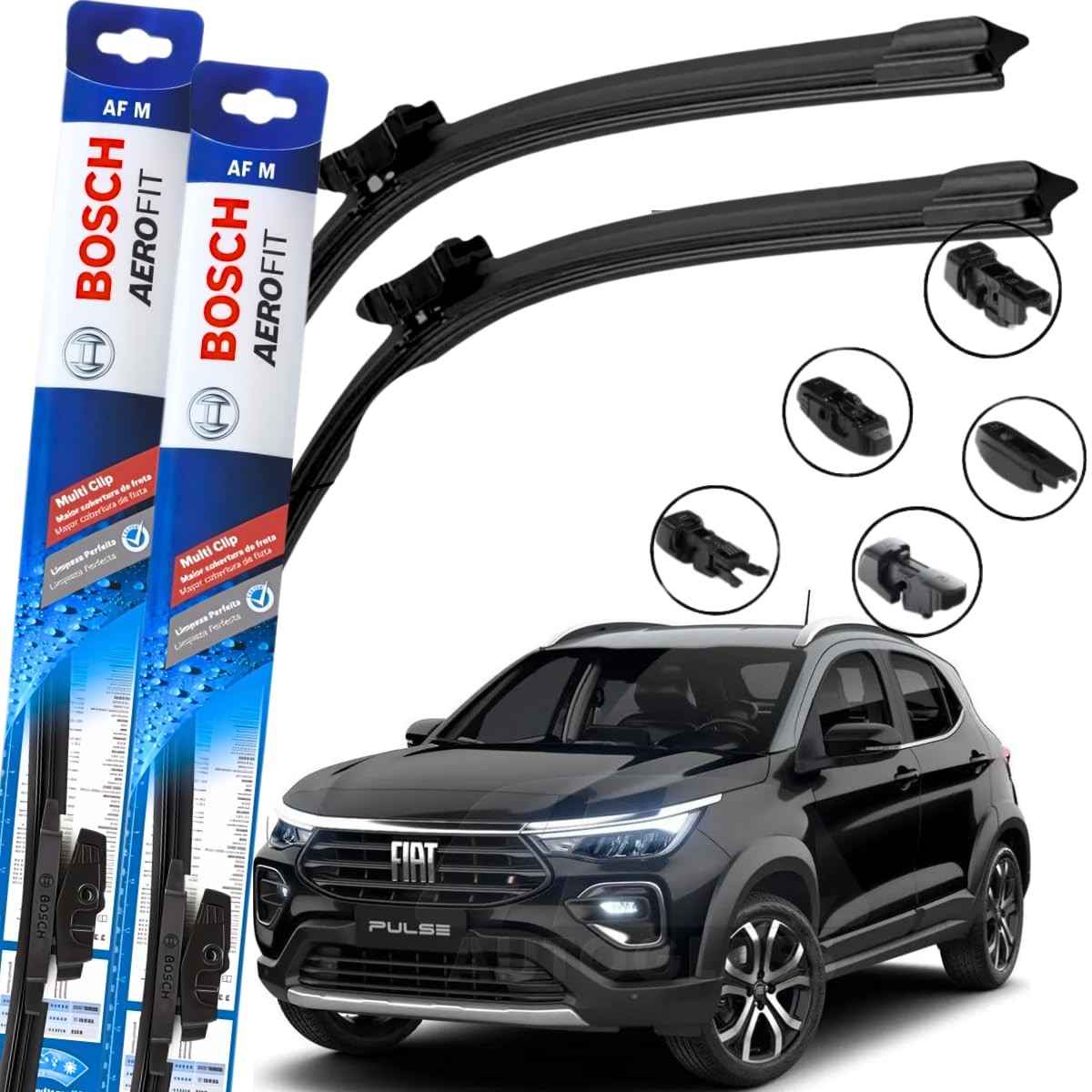 Par de Palhetas Limpador Parabrisa Bosch Aerofit Multiclip Fiat Pulse 2022-2024