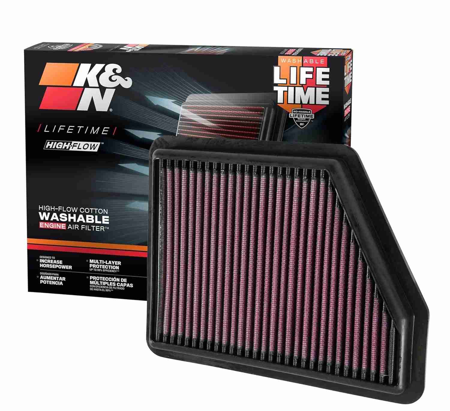 Filtro de Ar K&N Alto Fluxo Vitalício para Honda Civic e HR-V (2016-2025) - Potência e Economia Garantidas!