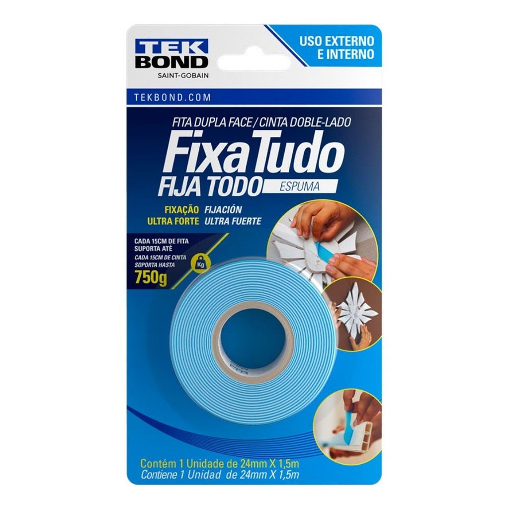 Fita Fixa Tudo TekBond 24mm: Fixação Ultraforte em 1,5m